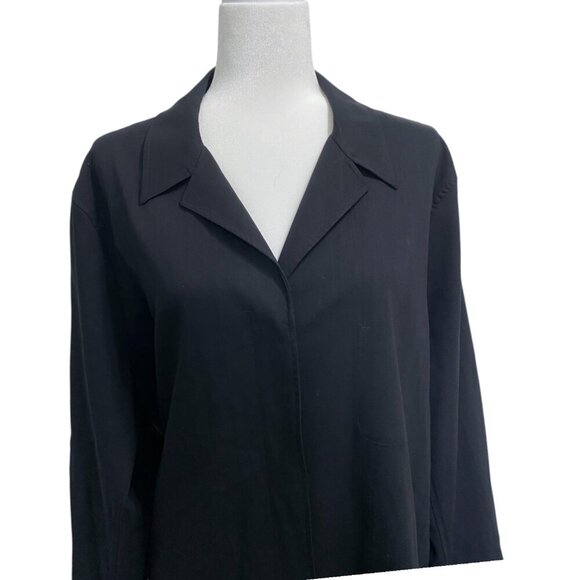 Jaeger Black 100% Wool Blouse - Chic Classic Minimalist Sz 16 - Picture 2 of 7